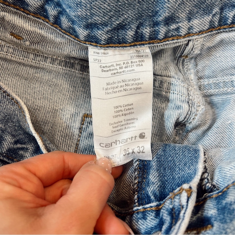 Vintage 90s Carhartt‎ Light Wash Traditional Fit Jeans Size 36x32 B17-DST - Picture 9 of 10